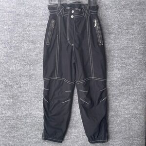 Rodeo Black Ski Pants High Waisted Zip Pockets Contrast Stitch Snowboard Pants